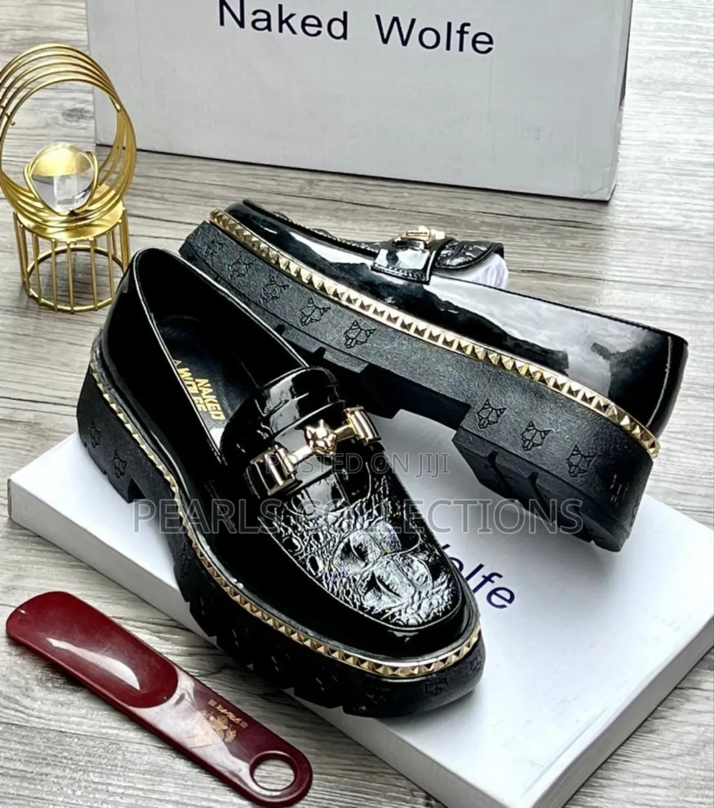 Naked Wolfe Black Leather Shoes In Ipaja Shoes Pearls Collections