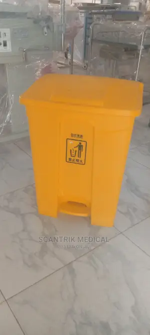 Waste Trash Can Yellow Hospital Clinic Foot