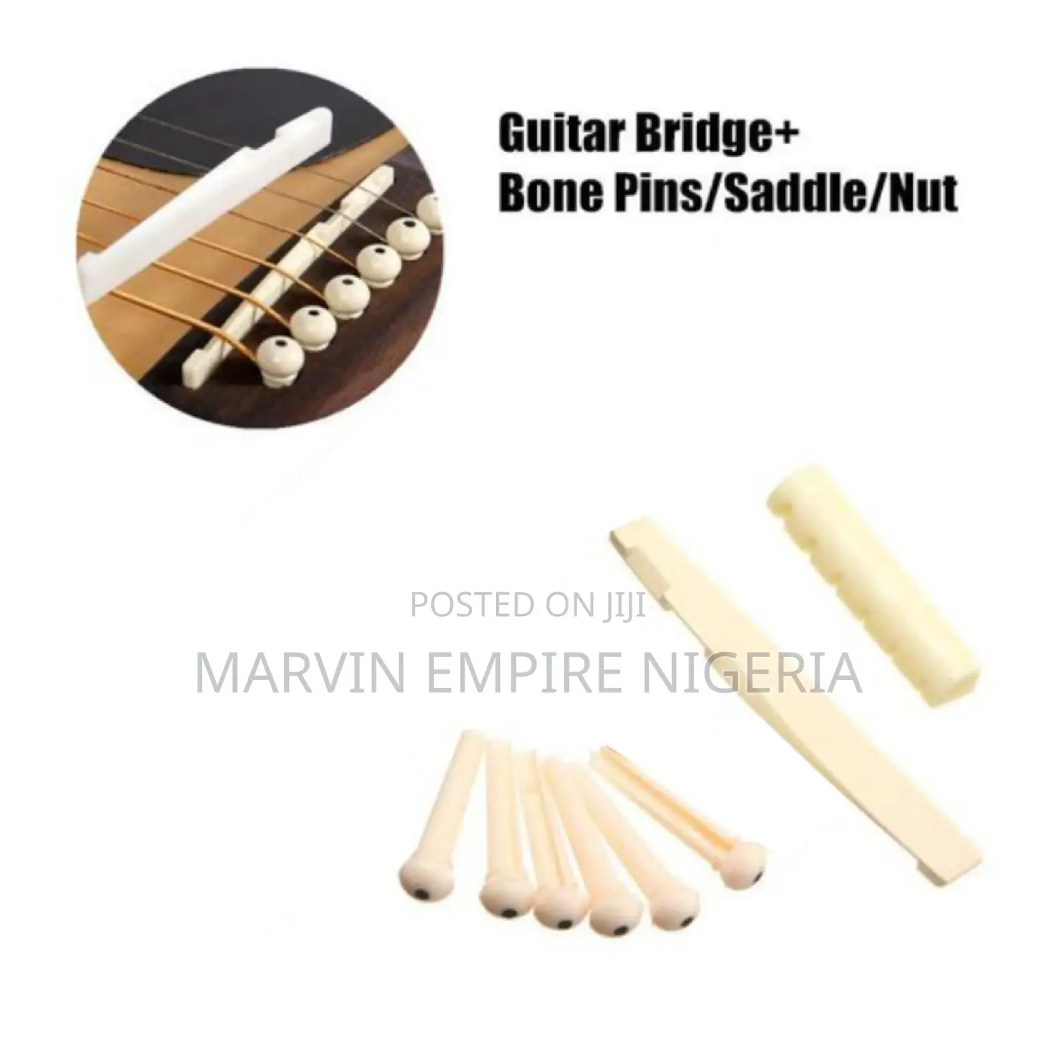 3 Sets Pro Acoustic Guitar Bridge Pins + Saddle + Nut