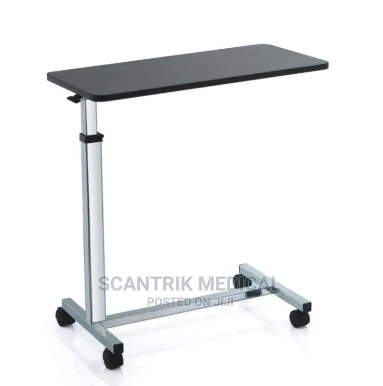 Portable Medical Adjustable Overbed Bedside Table With Wheel
