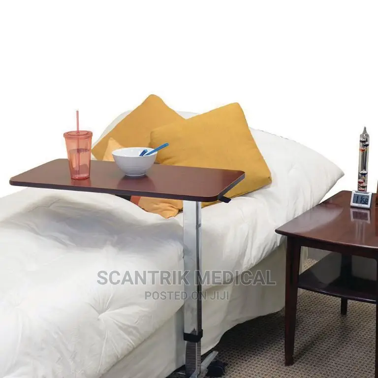 Medical Adjustable Overbed Bedside Table With Wheels