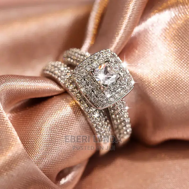 Non Tarnishable Sterling Wedding Ring Set