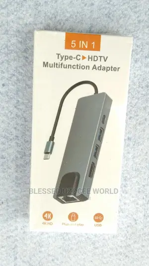 5 In1 USB Type C to Hdmi+ Lan+Usb+Usb C Converter