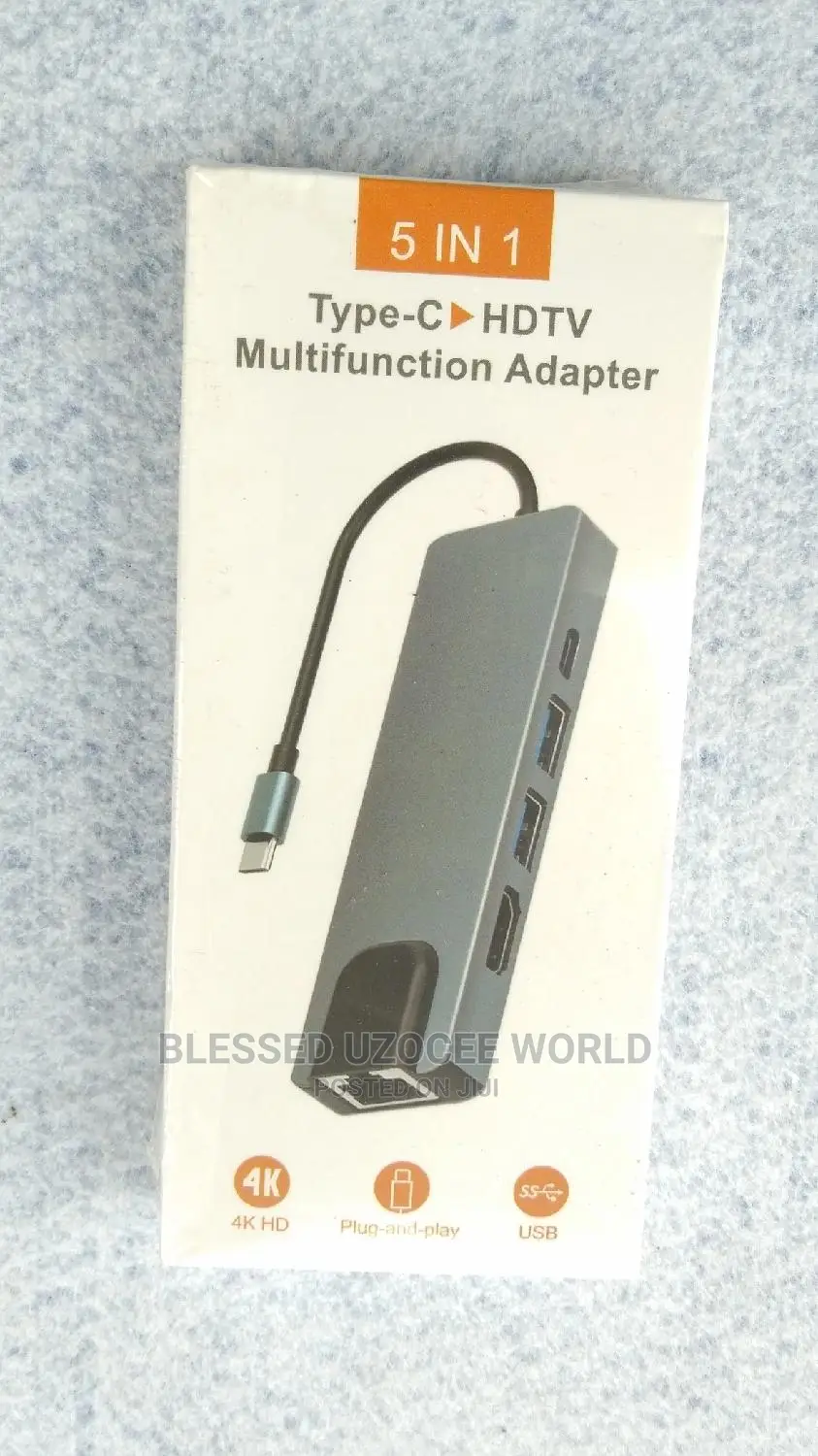 5 In1 USB Type C to Hdmi+ Lan+Usb+Usb C Converter