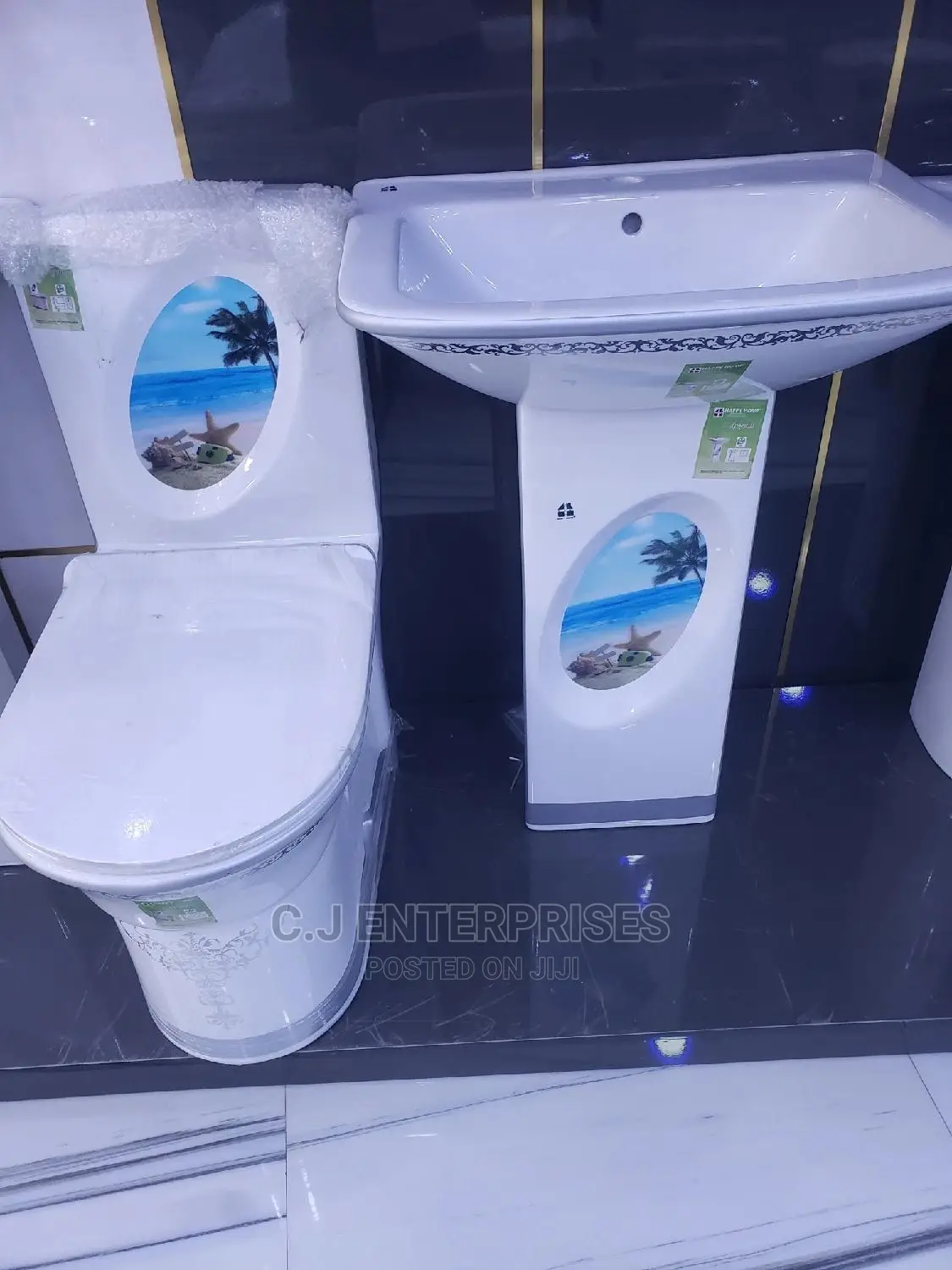 Wc Set With Blue Design