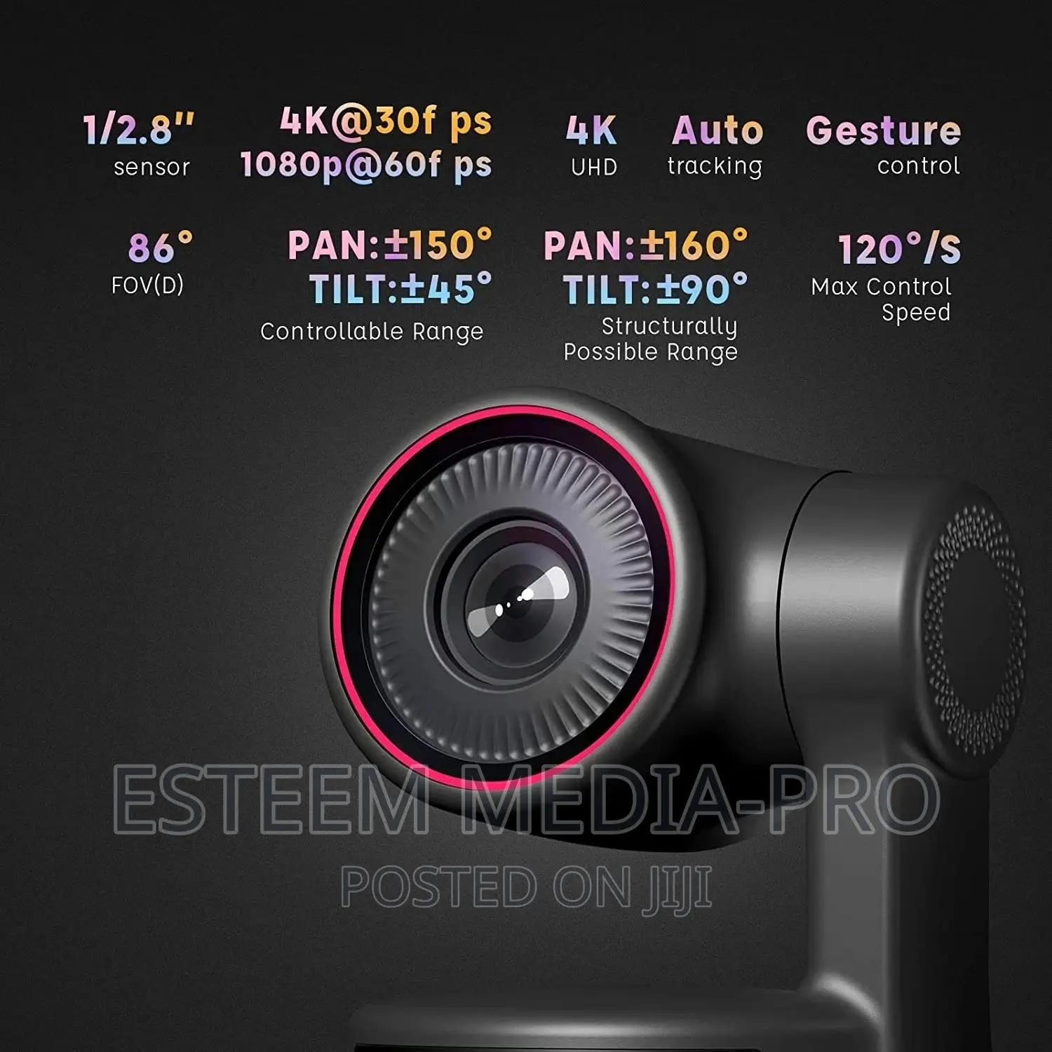 Obsbot Tiny PTZ Webcam, Ai-Powered Ai-Tracking Auto-Frame