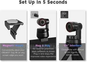 Obsbot Tiny PTZ Webcam, Ai-Powered Ai-Tracking Auto-Frame