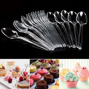 25pcs Plastic Mini Dessert Serving Disposable Party Spoon