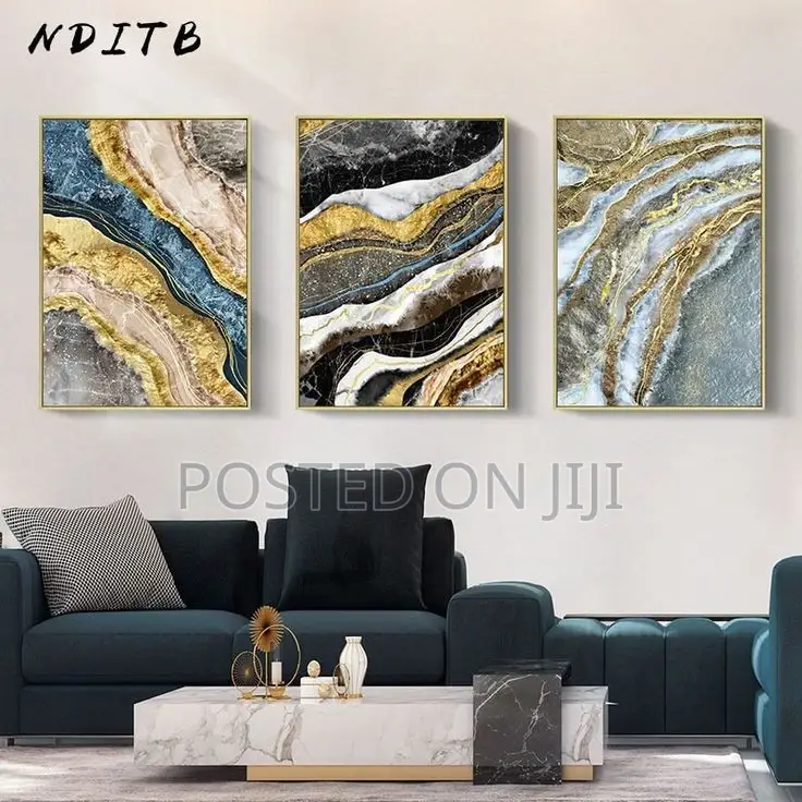 Golden Marble Pattern Abstract Canvas Paintings
