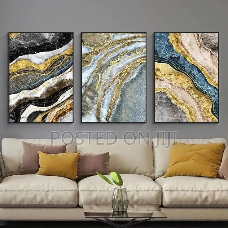 Golden Marble Pattern Abstract Canvas Paintings