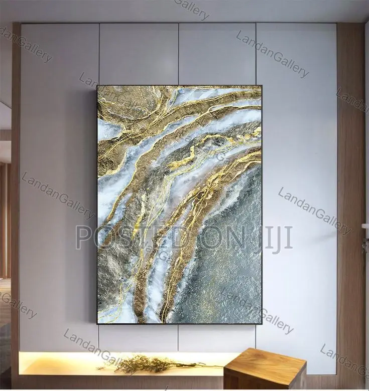 Golden Marble Pattern Abstract Canvas Paintings