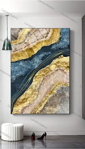 Golden Marble Pattern Abstract Canvas Paintings