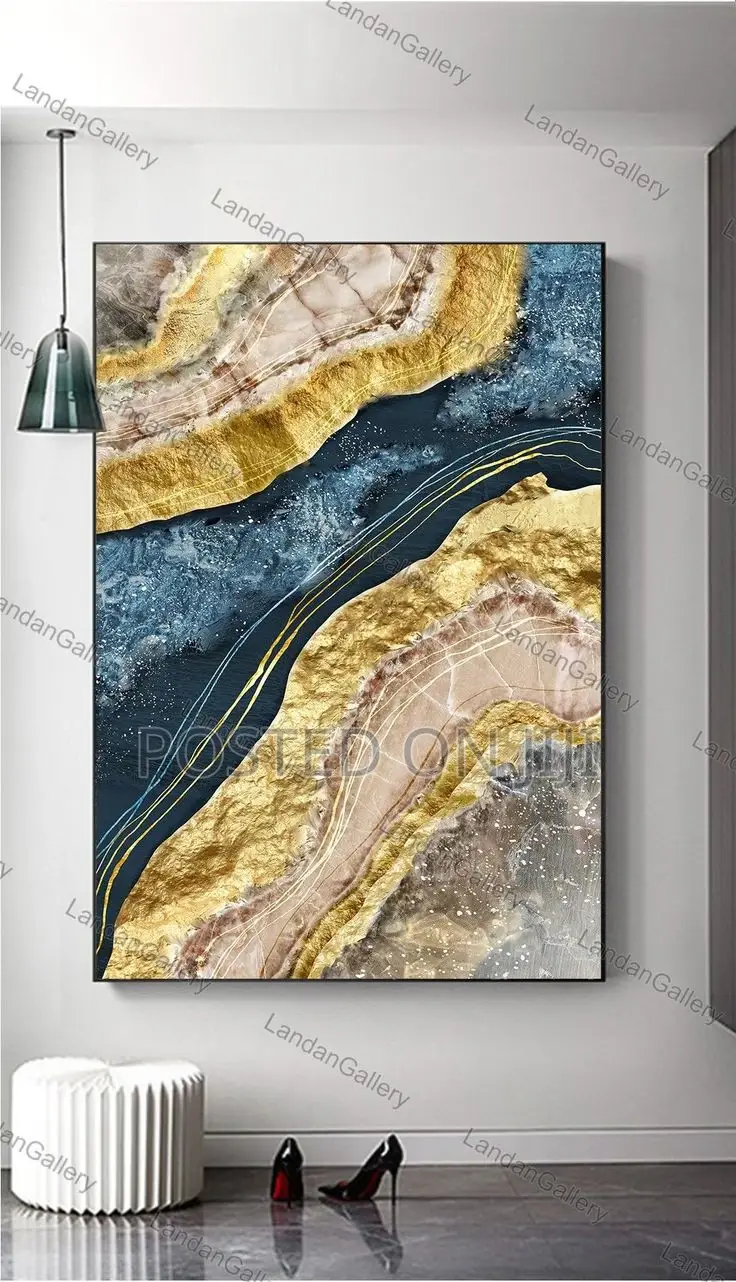 Golden Marble Pattern Abstract Canvas Paintings