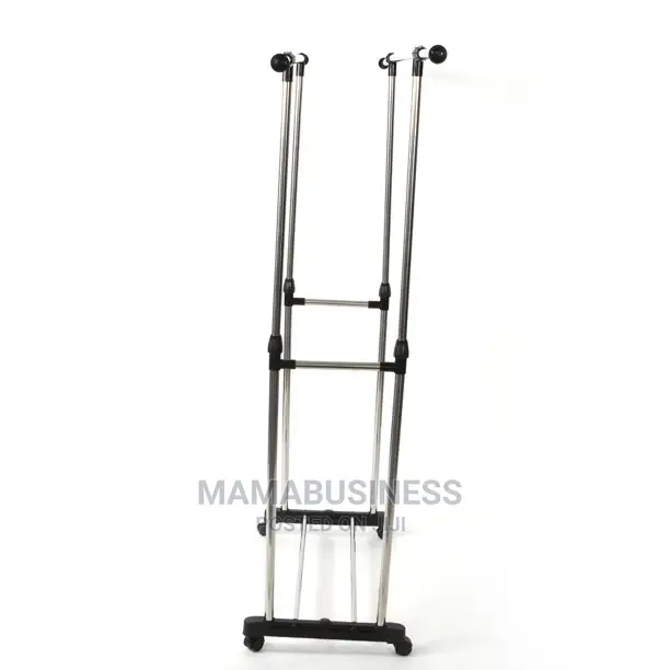 Generic Double Pole Portable Cloth Rack With Wheels