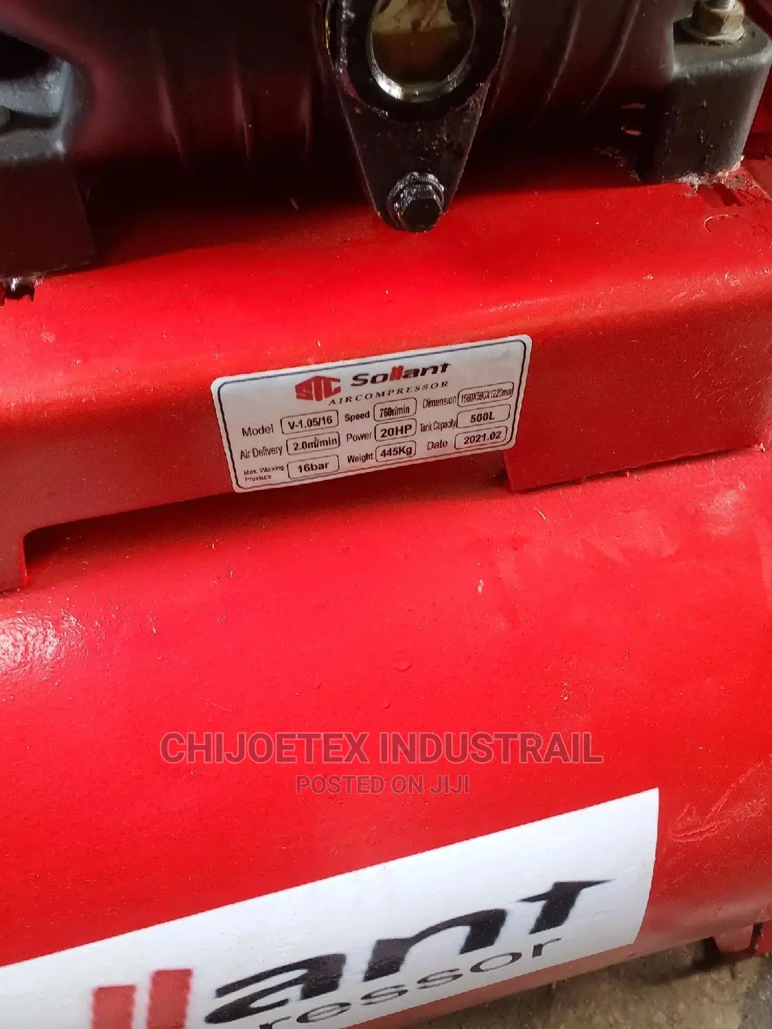 Original Sollant Air Compressor 500l by 20hp.