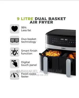 Tower T17088 Vortx 9L Dual Basket Air Fryer With 10 One Touc