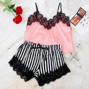 Sexy Sling Vest Striped Shorts Pajamas Set