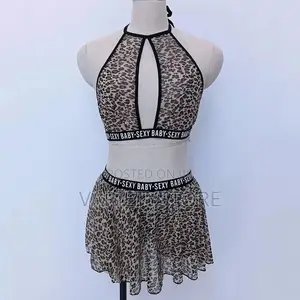 3 Piece Women Sexy Lingerie Pajamas Leopard Print Underwear