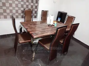 Dining Table Chairs Brown Color