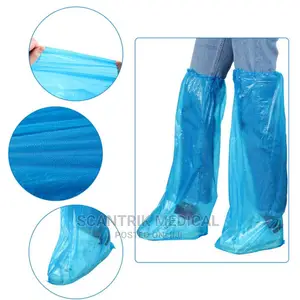 Blue Non Woven Knee Length Disposable Shoes Cover,