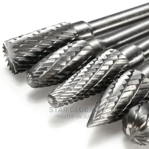 Head Tungsten 5pc 1/4 Inch Rotary Point Burr Milling Cutters
