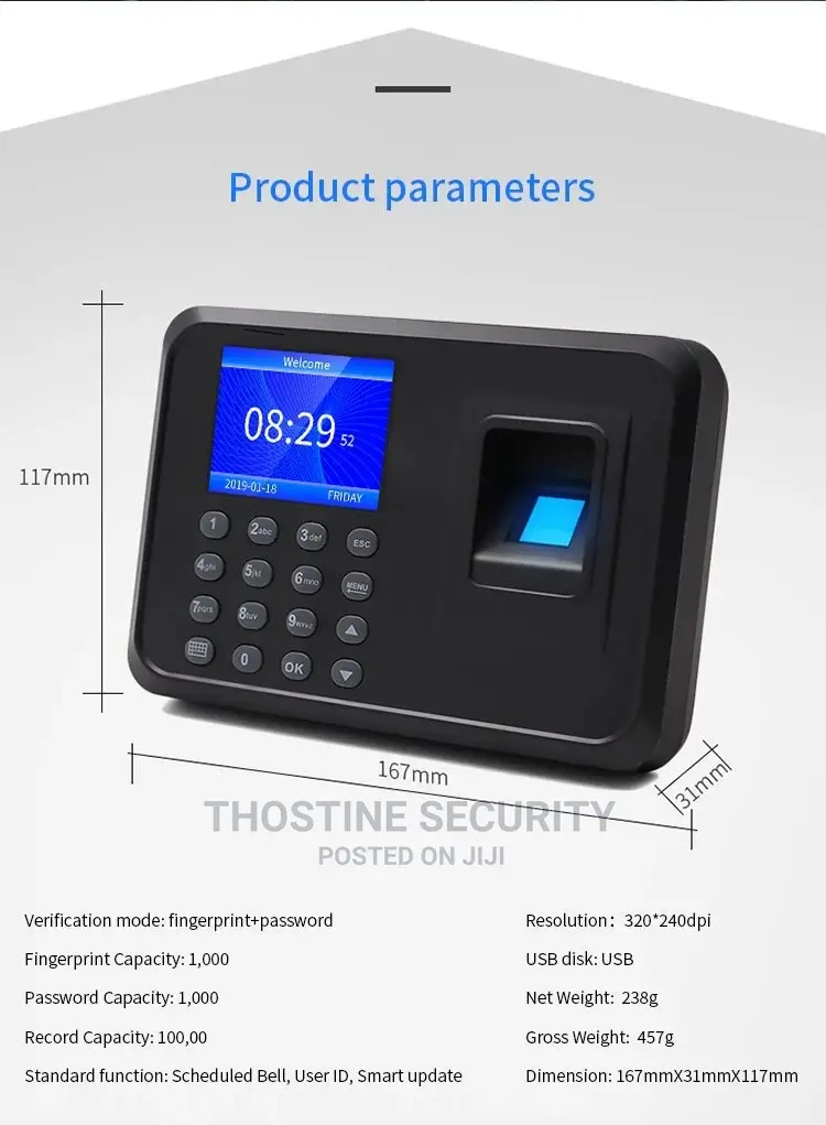 A6 Battery Powered Biometrics Time Attendance Machine