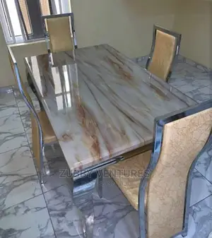 Brand New Quality and Marble Dining With Quality 4 Chairs