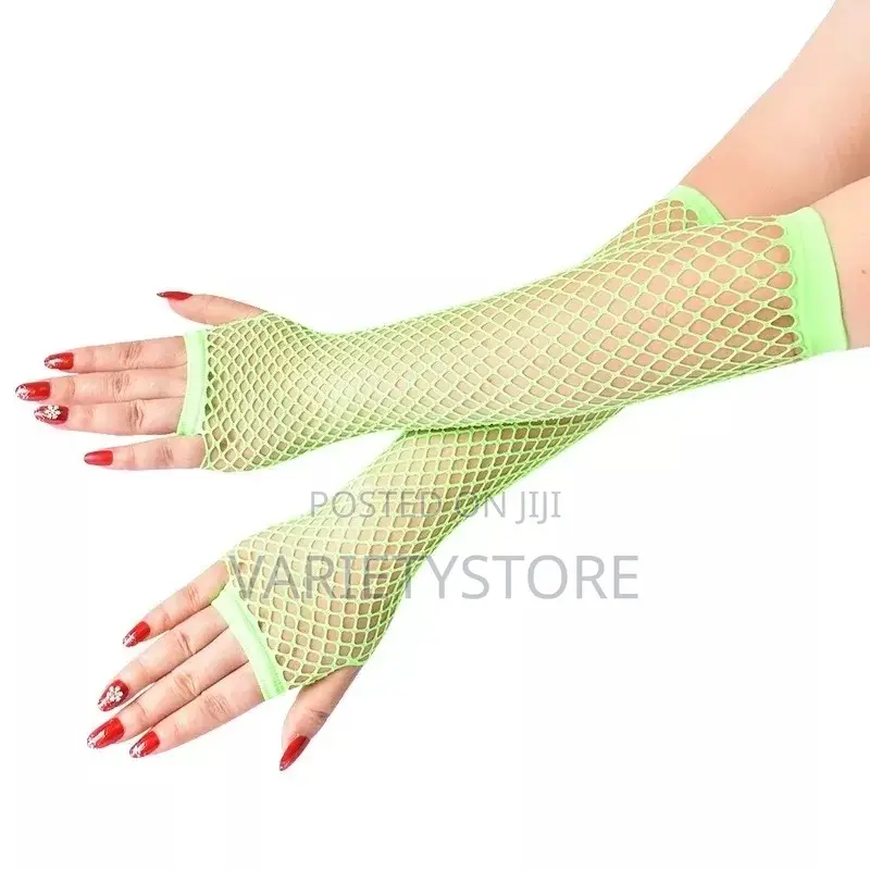 1 Pair Neon Fishnet Fingerless Long Gloves