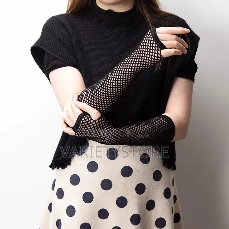 1 Pair Neon Fishnet Fingerless Long Gloves