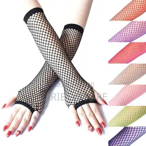 1 Pair Neon Fishnet Fingerless Long Gloves