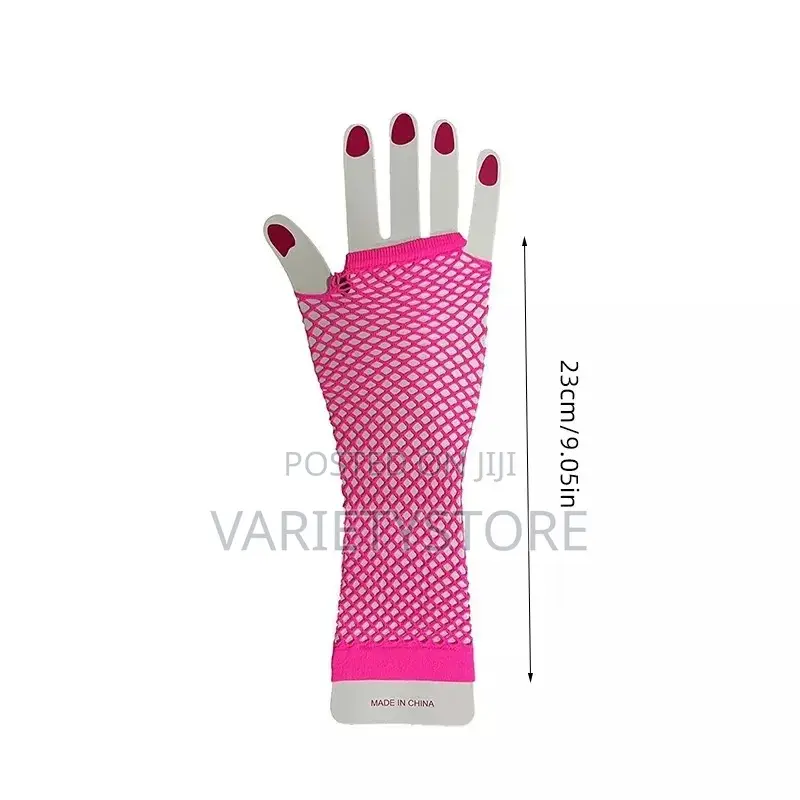 1 Pair Neon Fishnet Fingerless Long Gloves