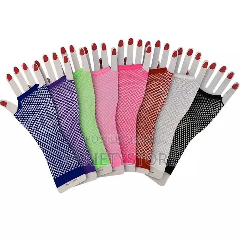 1 Pair Neon Fishnet Fingerless Long Gloves