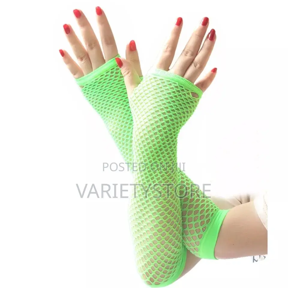 1 Pair Neon Fishnet Fingerless Long Gloves