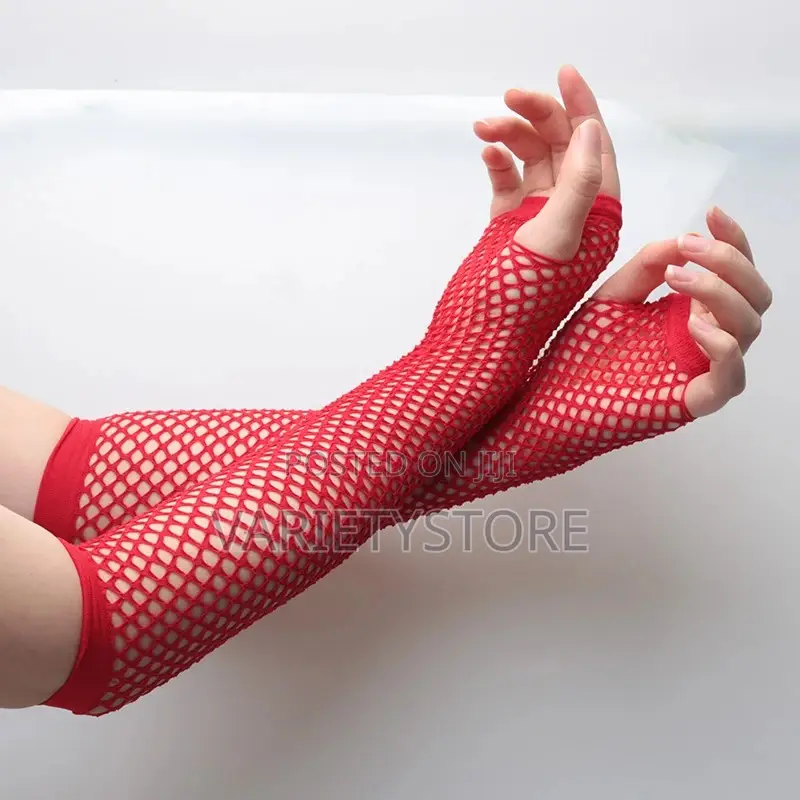 1 Pair Neon Fishnet Fingerless Long Gloves