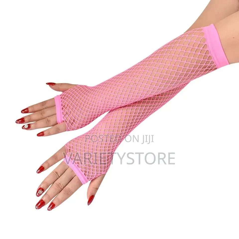 1 Pair Neon Fishnet Fingerless Long Gloves