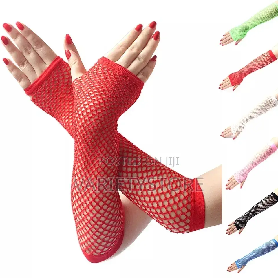 1 Pair Neon Fishnet Fingerless Long Gloves