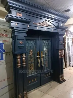 5ft Security Entrance Coper With Ark and Pillars Glass Door