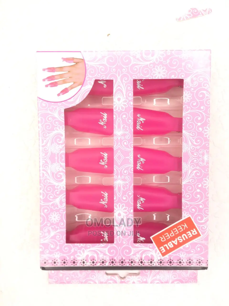 10pcs Nail Remover Soaker Reusable Plastic Keeper -Pink