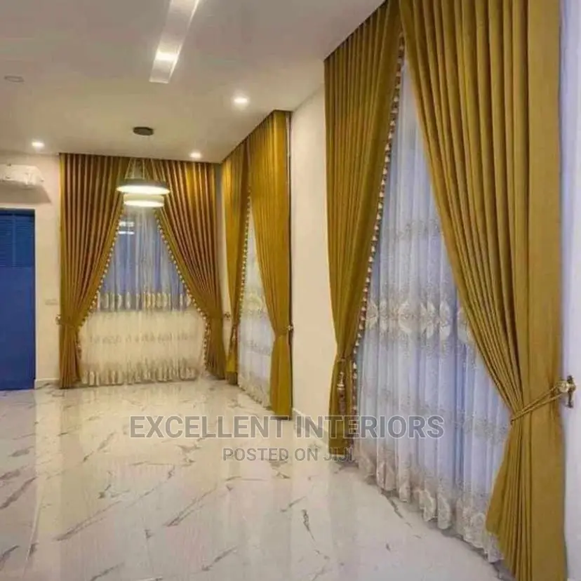 Quality Gold Color Black Out Curtains.