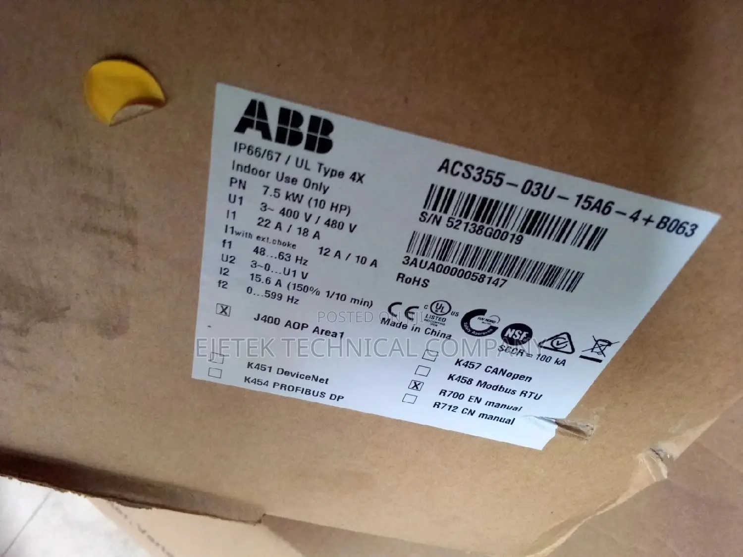 Abb Inverter Vfd 7.5kw/10hp