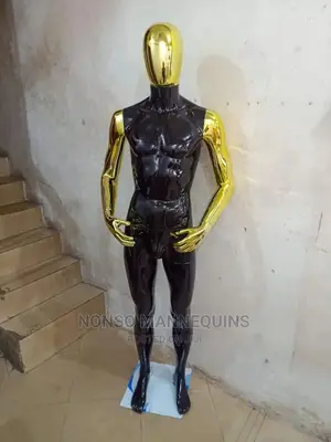 Gold And Glossy Black Faceless Male Display Mannequin