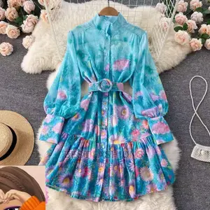 Trendy Floral Chiffon Short Dress