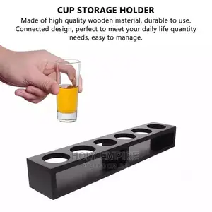 6 Holes Wooden Cup Holder Glass Display Rack Cocktail Wine