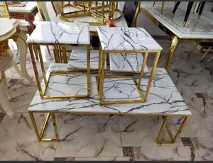 Marble Center Table With Gold Design