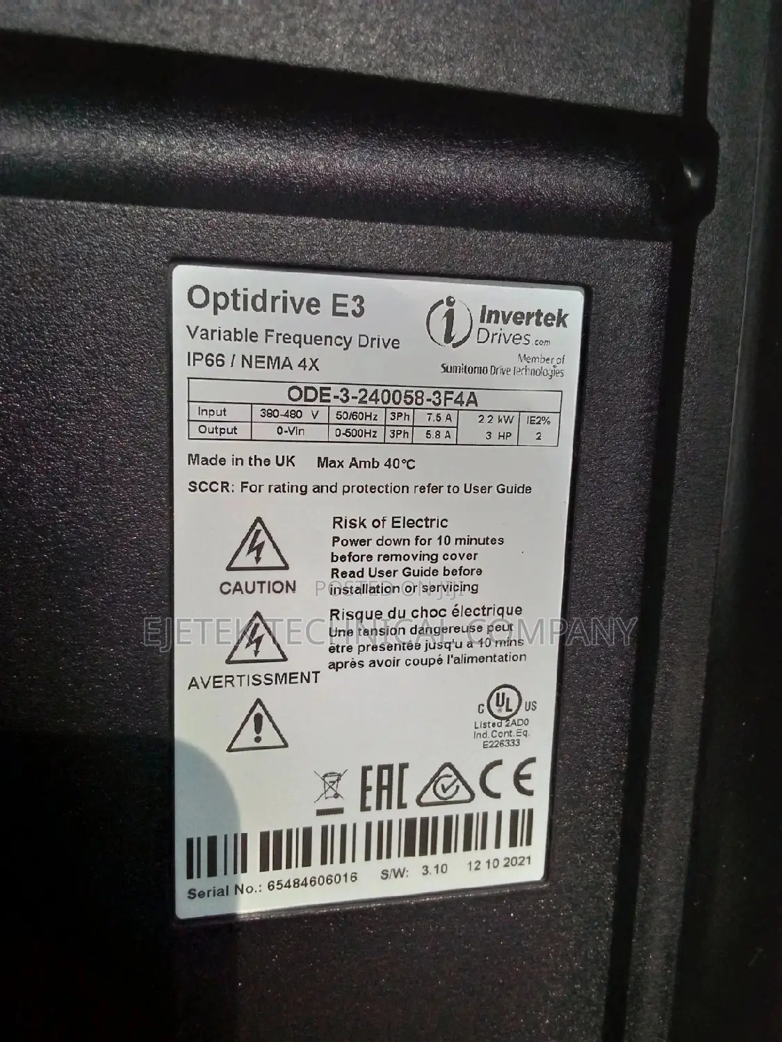 Optidrive 2.2kw Motor Control