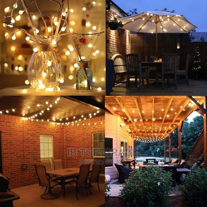 Solar String Lights Garden Decor 50 Led Crystal Globe