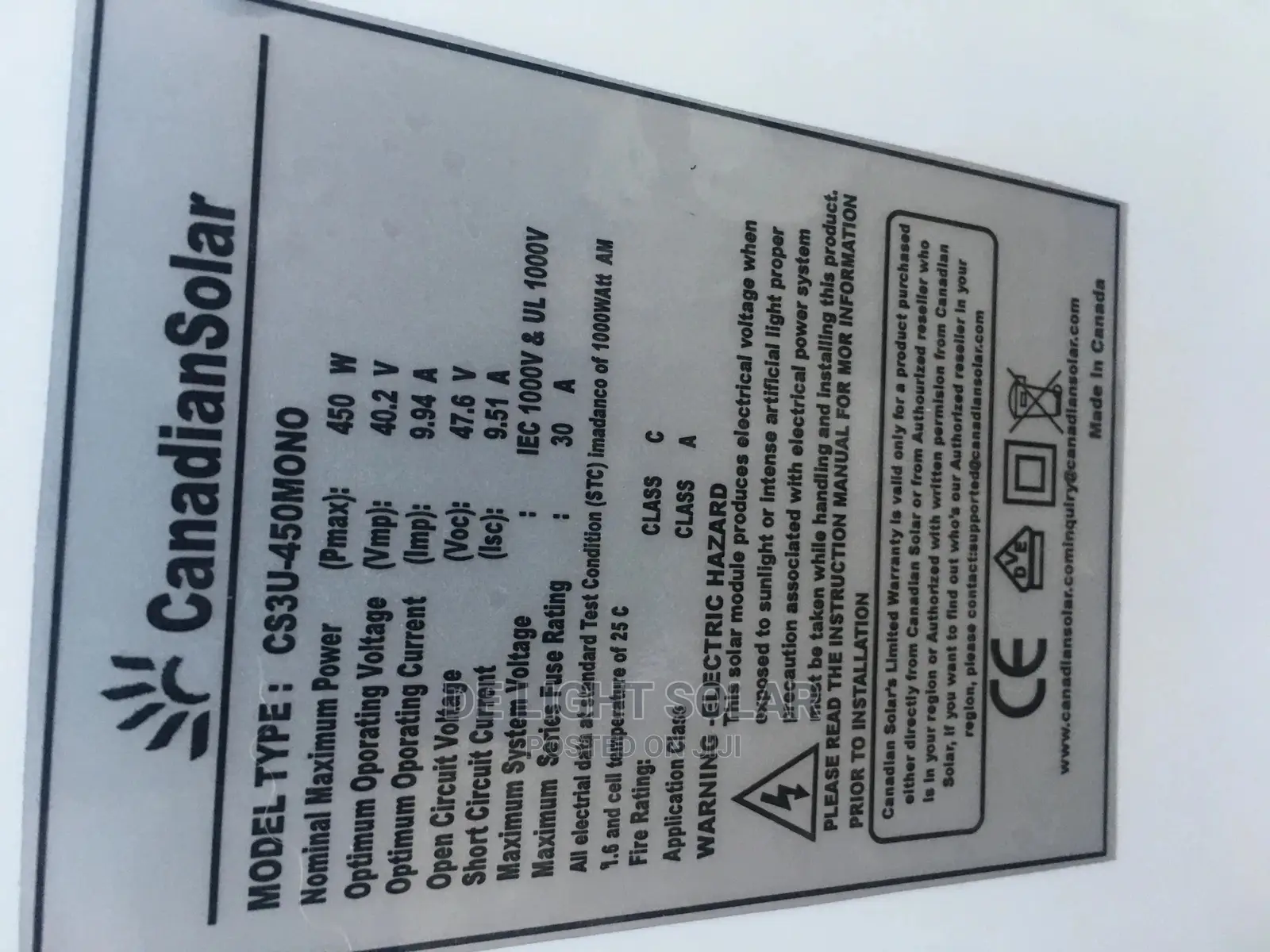 450w Solar Canadian Half Cut Available