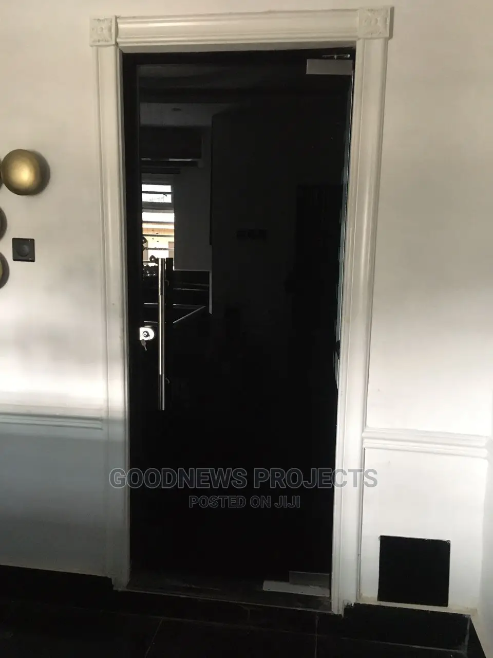 Single Black Glass Door