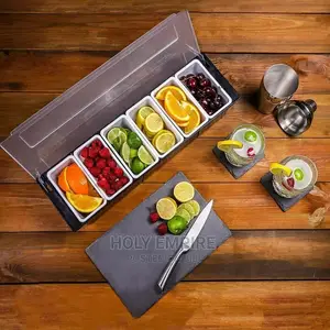 Condiment Dispenser Tray for 6-Compartment Fruit Side Dish