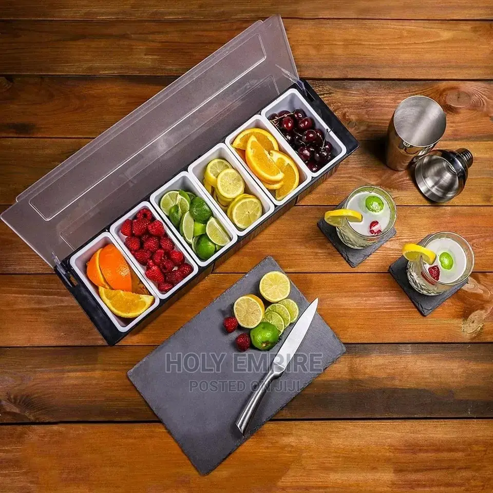 Condiment Dispenser Tray for 6-Compartment Fruit Side Dish
